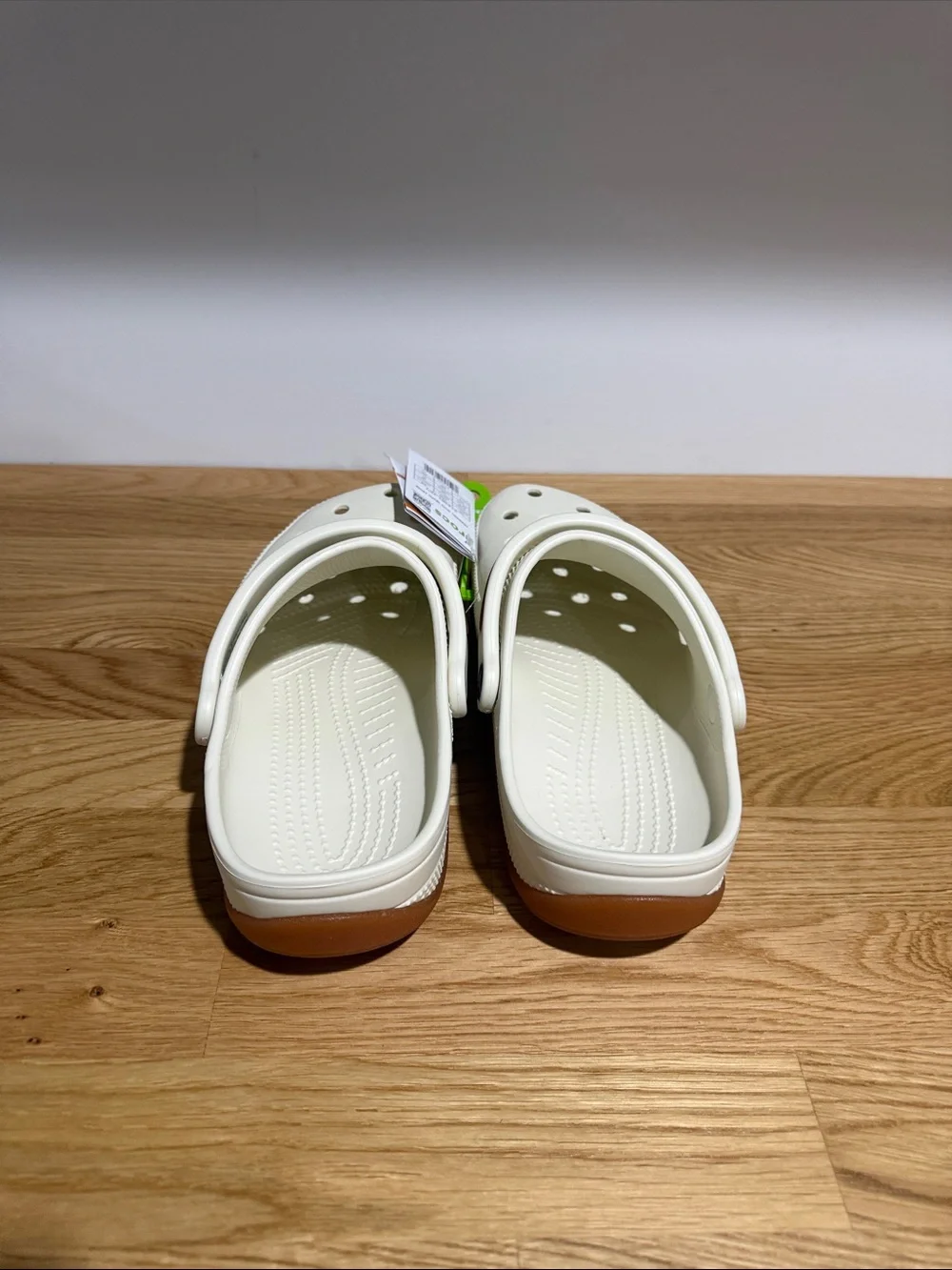 CROCS Men's Slip-On Clogs in White with Brown Strap